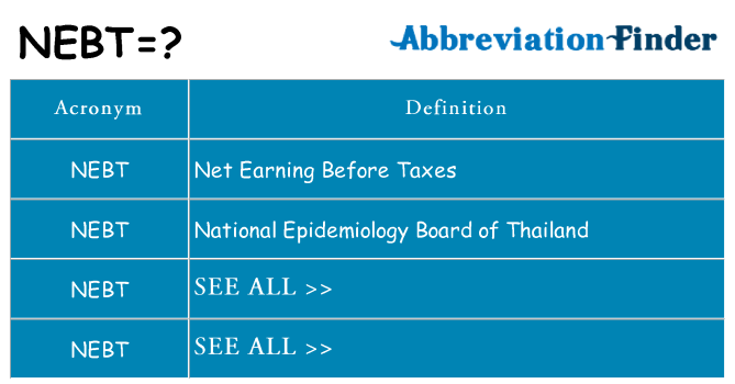 What does nebt stand for