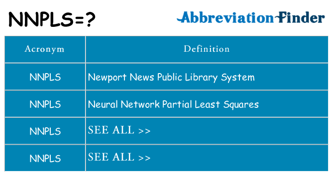 What does nnpls stand for
