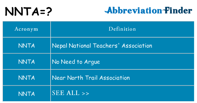 What does nnta stand for