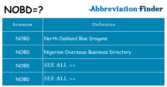 What does nobd stand for