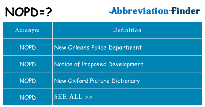 What does nopd stand for
