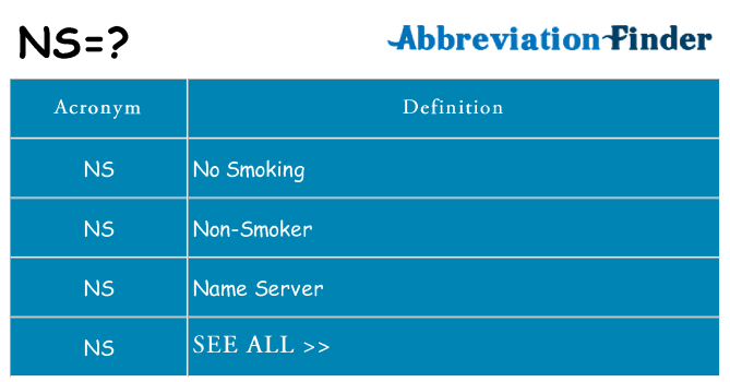 What does NS mean NS Definitions Abbreviation Finder