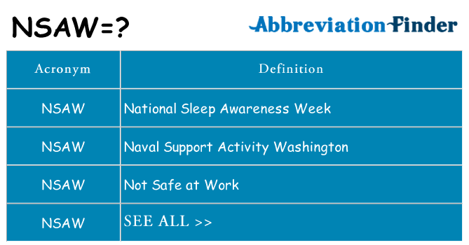 What does nsaw stand for