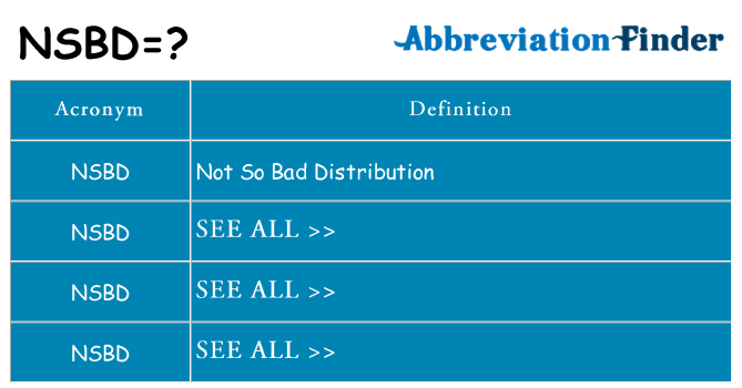 What does nsbd stand for