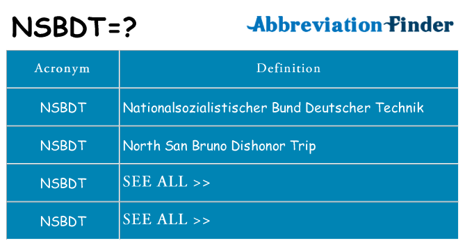 What does nsbdt stand for