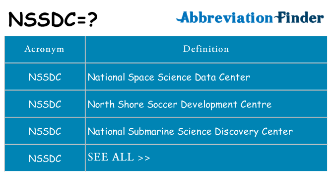 What does nssdc stand for