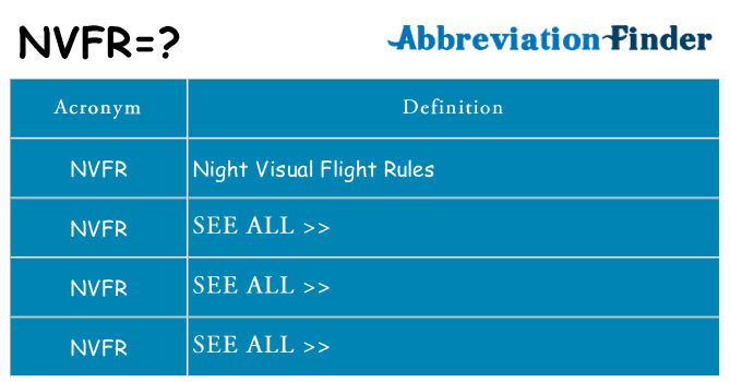 What does nvfr stand for