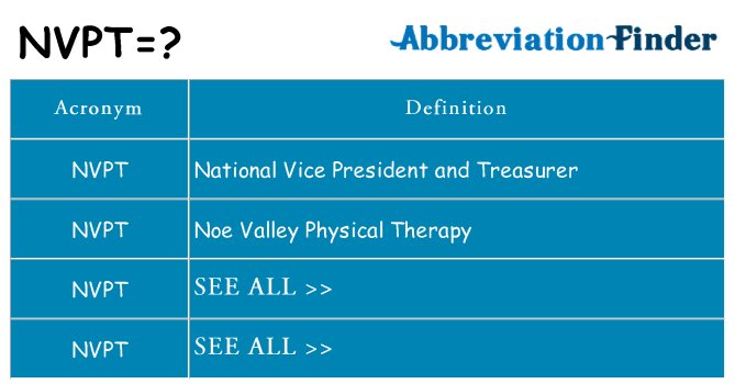 What does nvpt stand for