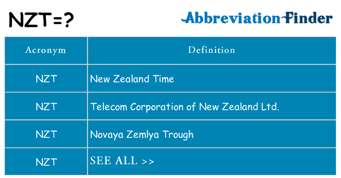 What does nzt stand for