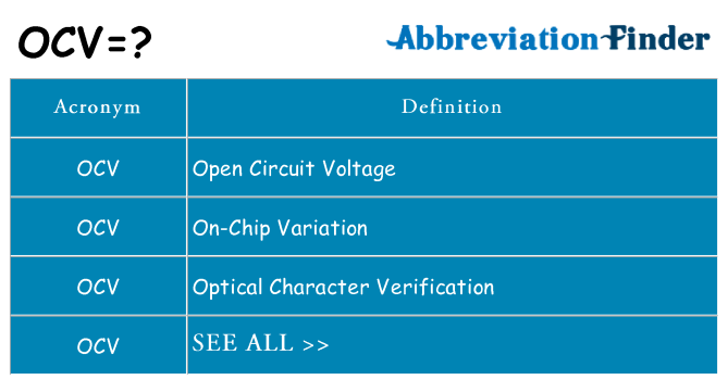 What does ocv stand for