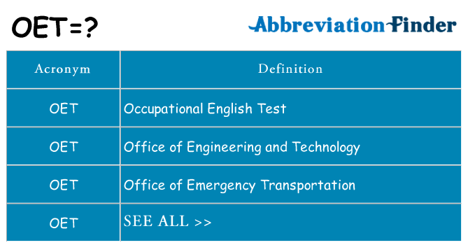 What does oet stand for