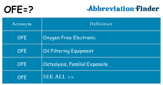 What does ofe stand for