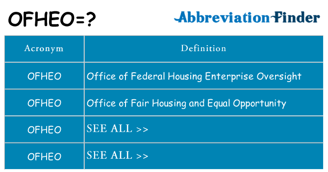 What does ofheo stand for