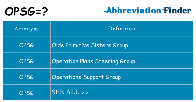 What does opsg stand for