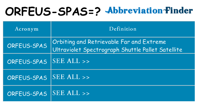 What does orfeus-spas stand for