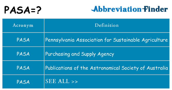 What does pasa stand for