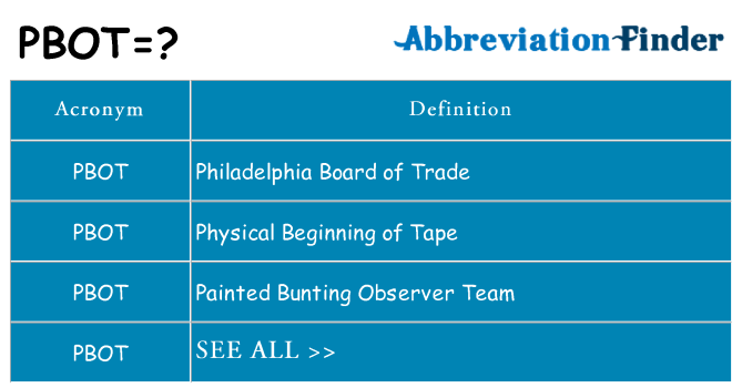 What does pbot stand for