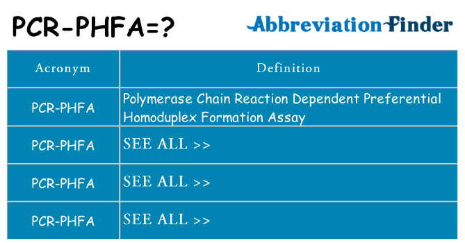 What does pcr-phfa stand for