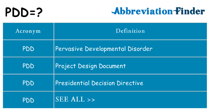 What does pdd stand for