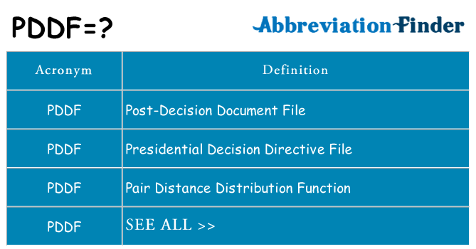 What does pddf stand for