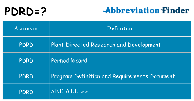 What does pdrd stand for