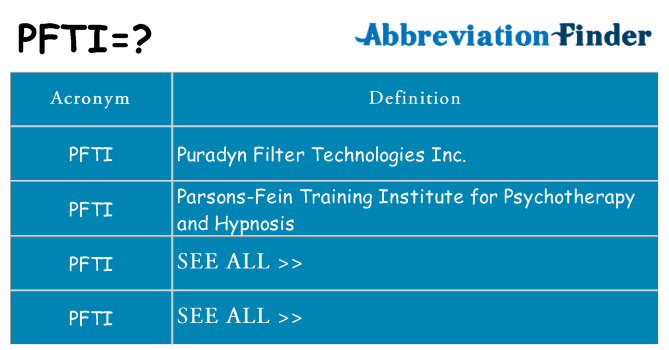 What does pfti stand for