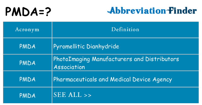 What does pmda stand for