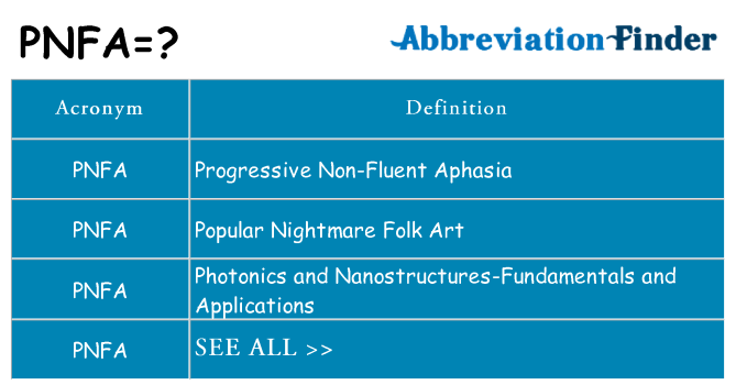 What does pnfa stand for