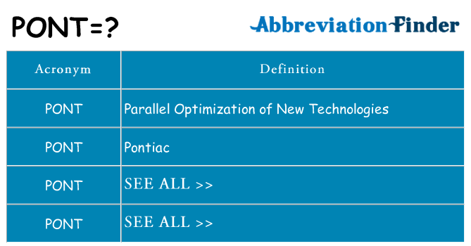 What does pont stand for