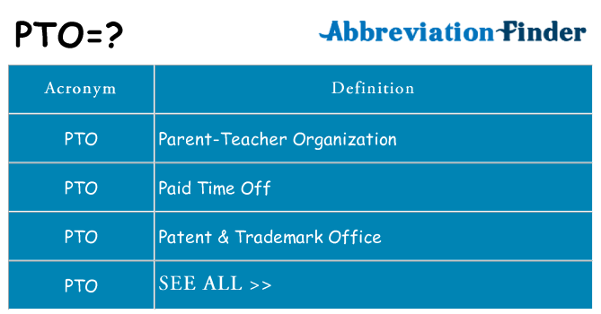 What Does PTO Mean PTO Definitions Abbreviation Finder