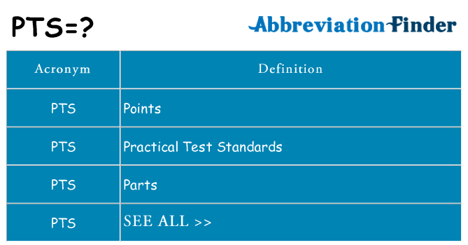 What does pts stand for