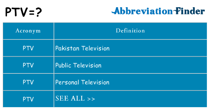 What does ptv stand for