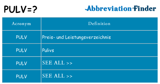 What does pulv stand for