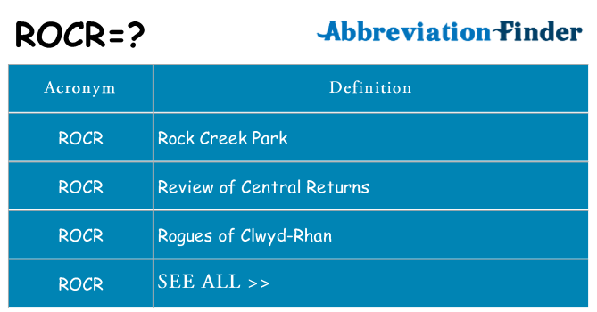 What does rocr stand for