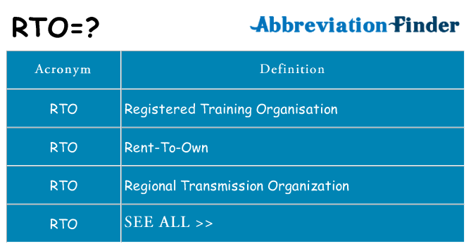 What does rto stand for