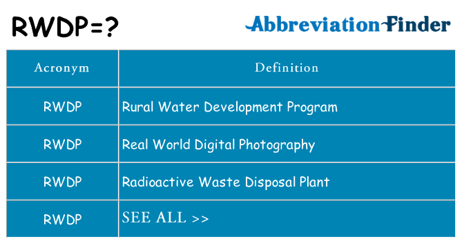 What does rwdp stand for