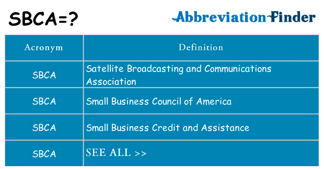 What does sbca stand for