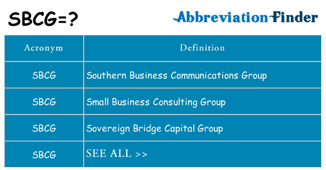 What does sbcg stand for