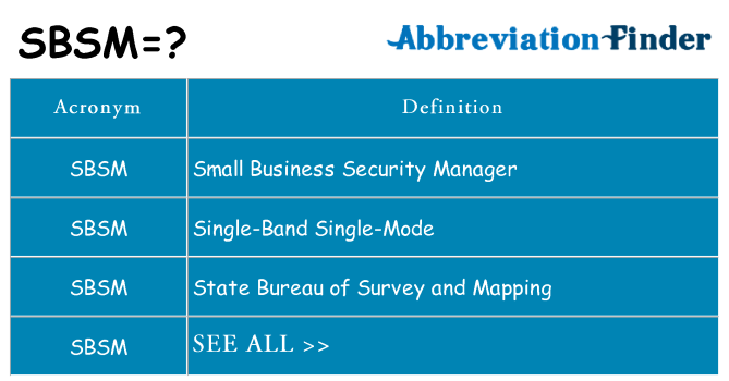What does sbsm stand for