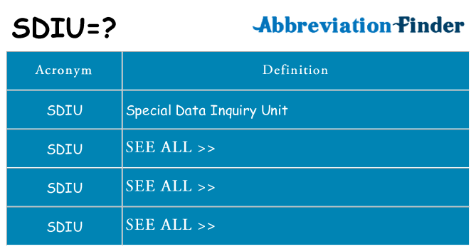 What does sdiu stand for