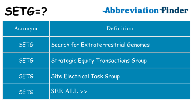 What does setg stand for