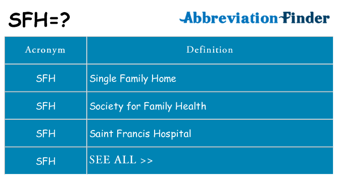 What does sfh stand for