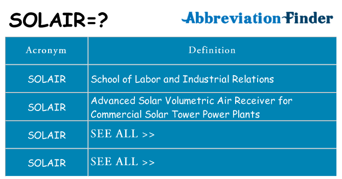 What does solair stand for