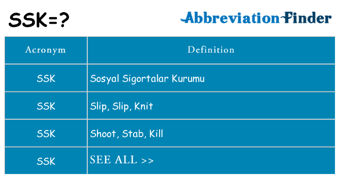 What does ssk stand for