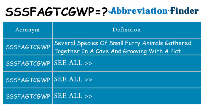 What does sssfagtcgwp stand for