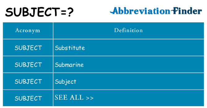 What does subject stand for