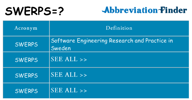 What does swerps stand for
