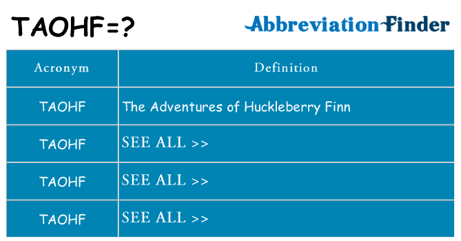 What does taohf stand for