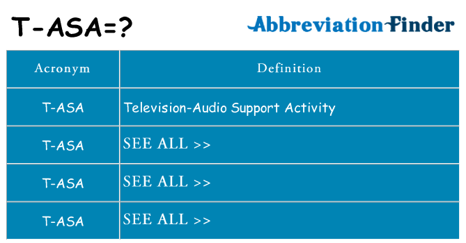 What does t-asa stand for