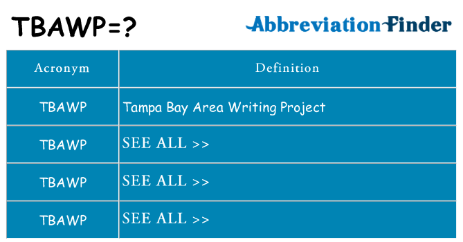 What does tbawp stand for